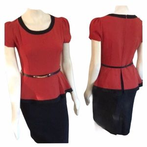 Elegant Red and Black Midi Dress